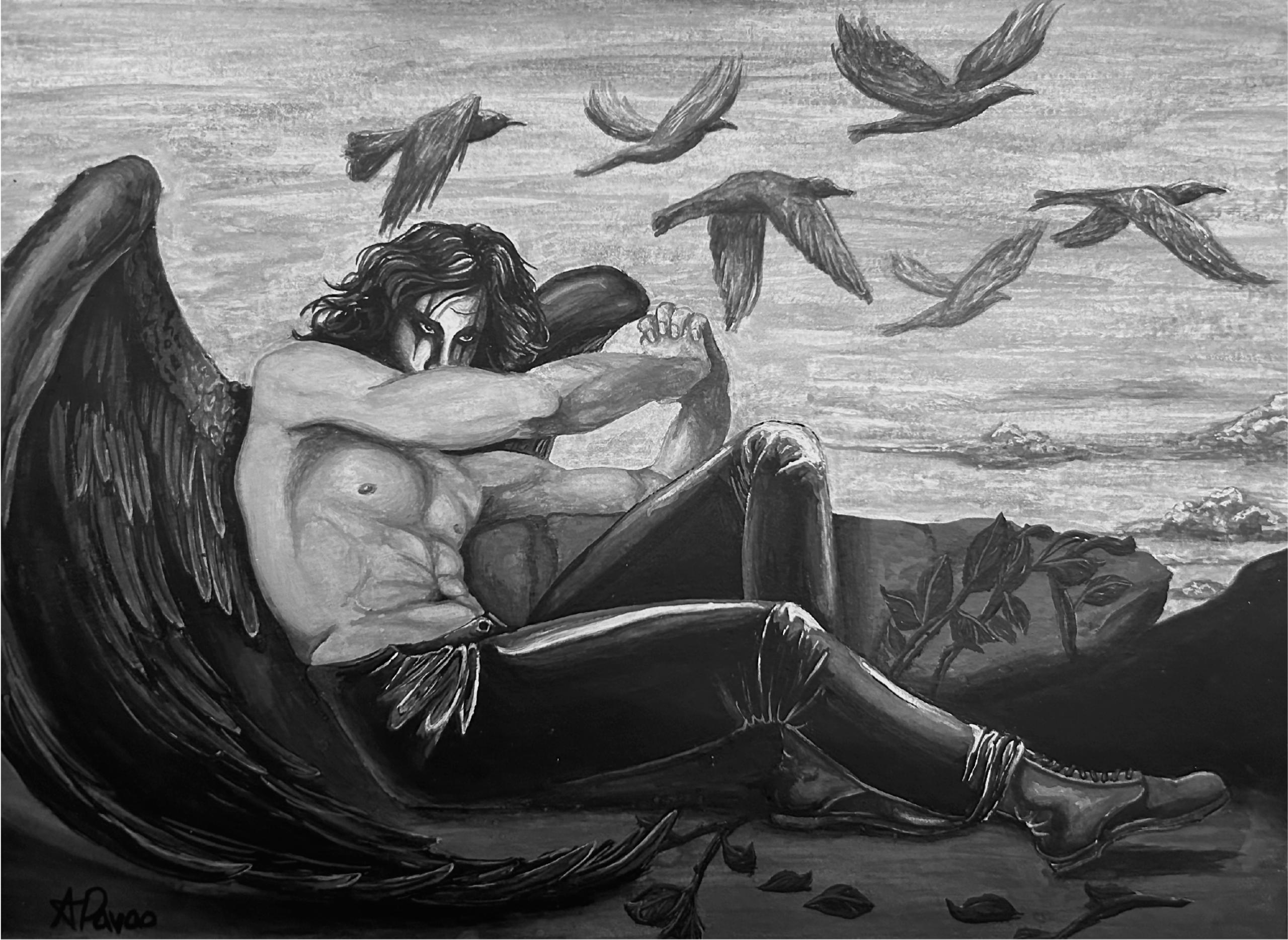 fallen crow greyscale 1